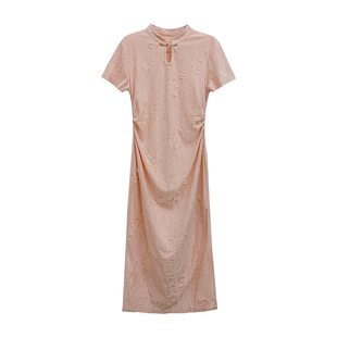 大小姐微胖大码“双生花”国风新中式古典修身肌理感旗袍连衣裙夏