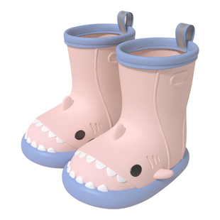 可爱鲨鱼雨鞋女款夏季时尚外穿成人胶鞋防滑新款水靴子短筒雨靴子