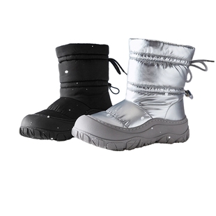 热风女鞋25冬新款女士保暖舒适雪地靴潮流帅气套脚短筒靴百搭棉靴