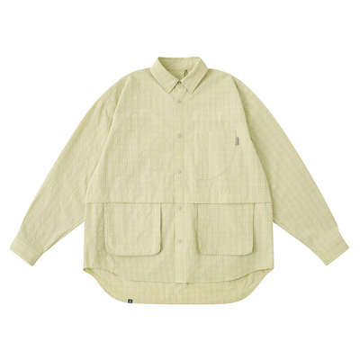 TreesOutside防泼水格纹泡泡纱户外长袖衬衫2025新品男士休闲外套