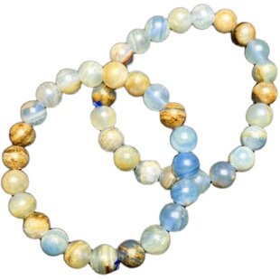 天然蓝安力士蓝方解石手串女单圈原矿阿根廷蓝纹石手链甜美饰品男