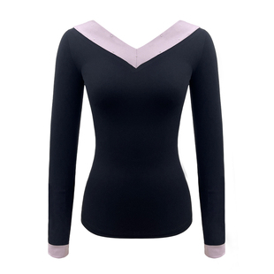 L家花样滑冰训练服长袖V领超弹儿童成人专业女修身溜冰单面抓绒