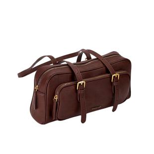 真皮波士顿包牛皮法棍包女高级复古通勤单肩手提腋下包老钱风包包