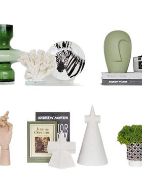 样板间书柜简约摆件玻璃