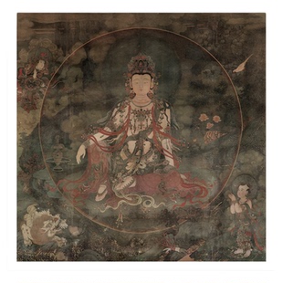 明代法海寺壁画《水月观音》高清微喷复制品仿古书画文创字画古代名画临摹学习客厅书房玄关佛系挂画装饰画轴