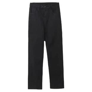 大码弹力牛仔裤女冬季加绒加厚绒高腰直筒裤显瘦阔腿梨形身材裤子