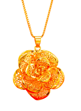 奢华仿黄金镂空玫瑰吊坠