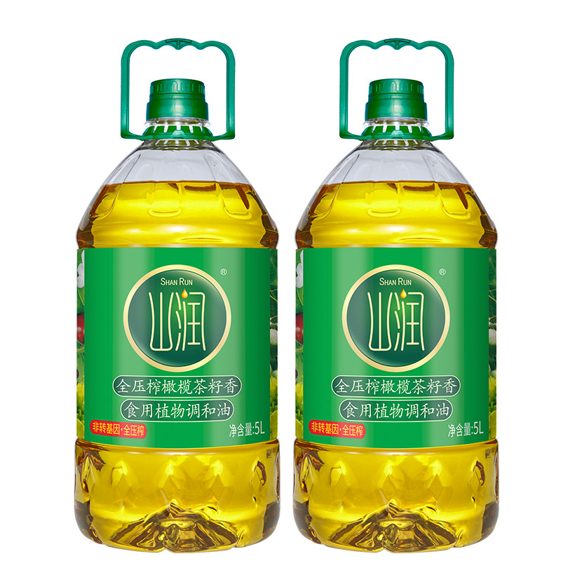 山润全压榨橄榄茶籽香食用植物调和油5L*2（圆瓶）桶装家庭食用油