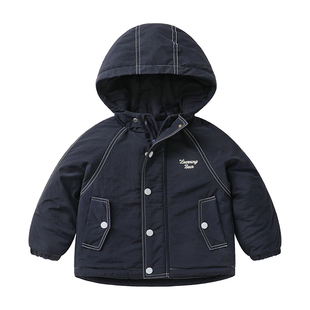 男童加绒外套冬季连帽棉衣2025新款冬装童装儿童秋冬款宝宝上衣潮