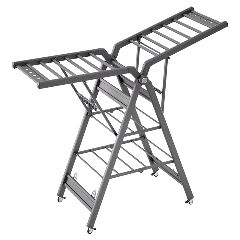 阳台晾衣架落地折叠晒被架家用室内可移动晾衣杆加厚加粗晒衣架