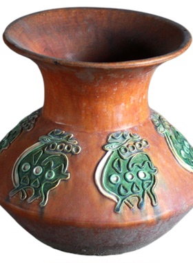 仿古陶瓷三彩罐万年罐塔式罐摆件