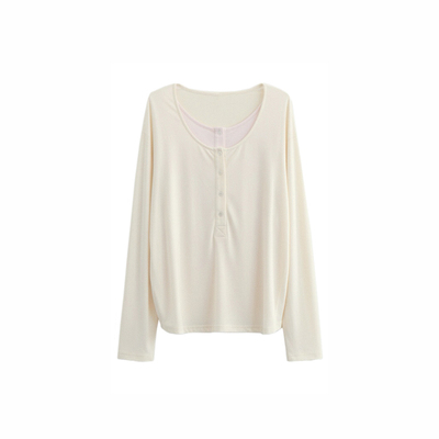 SPEAR YOUTH“一端在彼”莱赛尔天丝慵懒蝙蝠袖T恤假两件长袖上衣