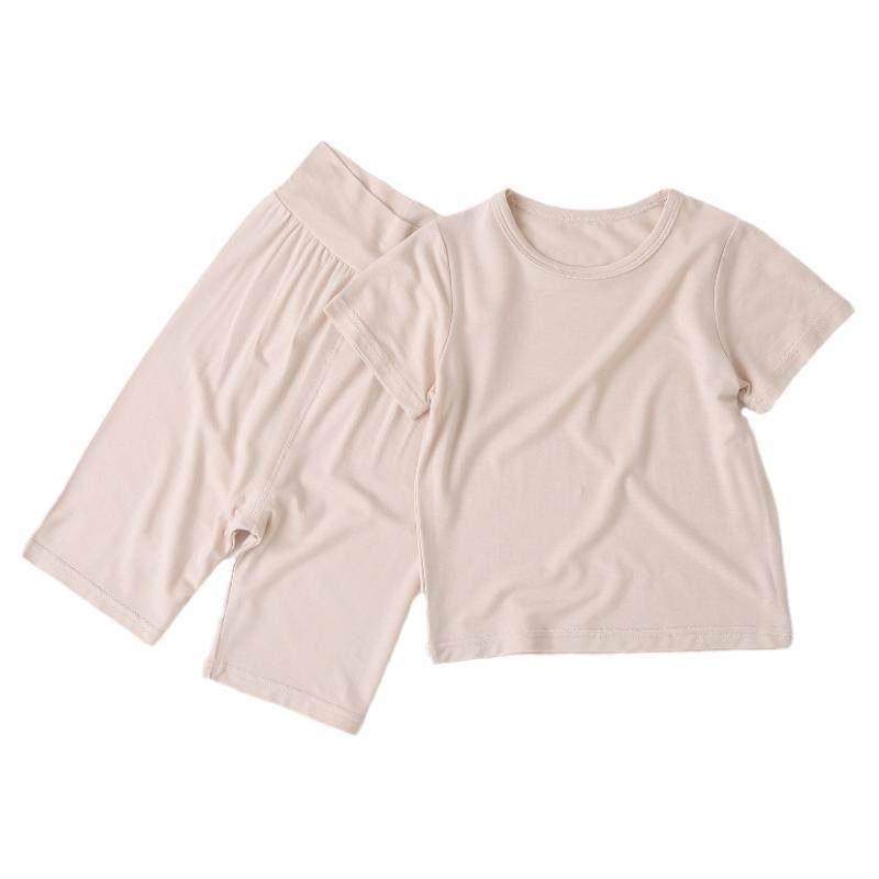 宝宝薄款睡衣莫代尔婴儿家居服套装夏季儿童空调服女童7分裤男