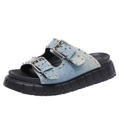 思加图流浪牛仔复古厚底勃肯拖鞋