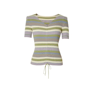 艾诺丝雅诗夏装短款短袖小众高级感百搭通勤针织衫10528173