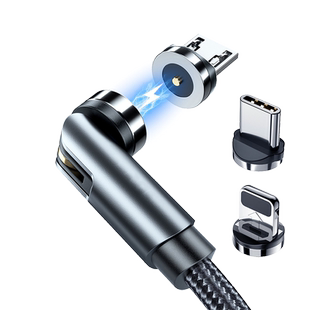 540度旋转磁吸数据线三合一快充磁性吸头强磁力车载充电线器吸铁石一拖二适用苹果华为vivoUSB-C-A手机typec