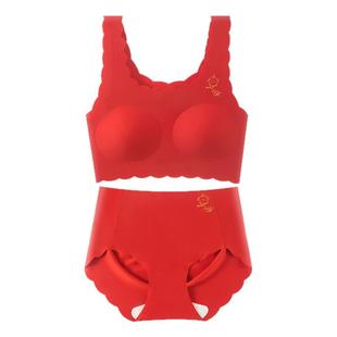 本命年内衣套装女学生初中高中生女童发育期背心少女文胸红色内裤