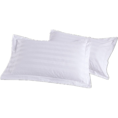 宾馆涤棉纯白色加密缎条枕头套