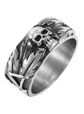 枫叶骷髅-钛钢哥特中古重工戒指