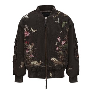 碧海潮生〓山门•春江花月夜/黑〓中国风刺绣棉服棒球服夹克外套