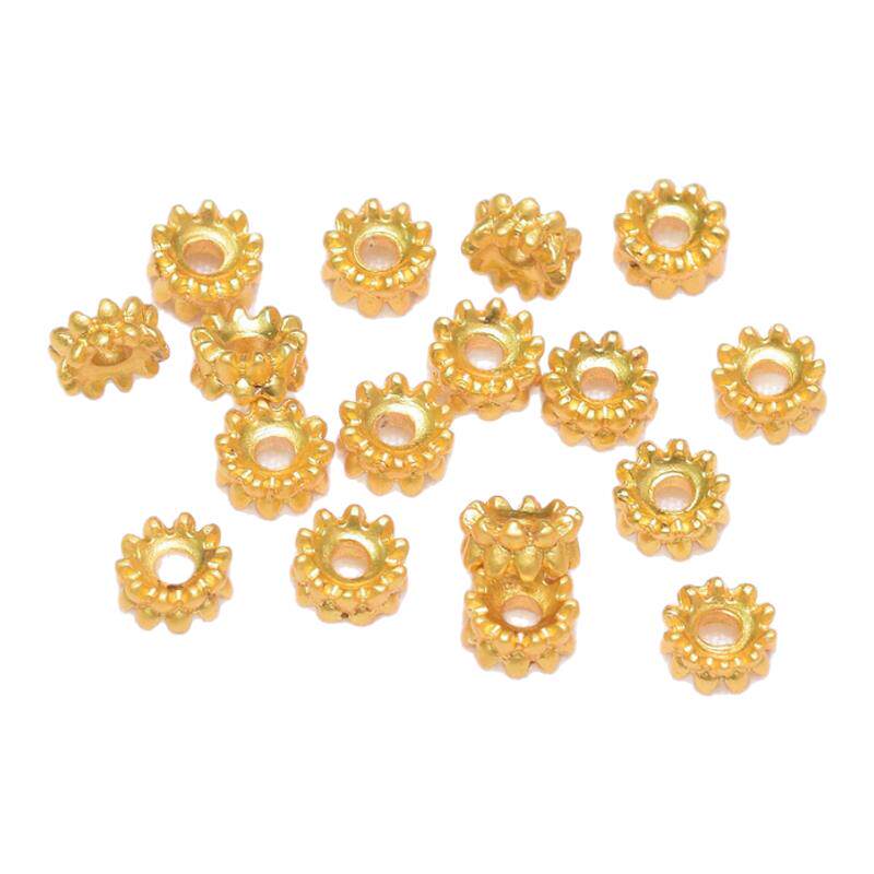 沙金保色金6mm莲花花托手串隔珠花帽配饰diy手链项链串珠配件隔片