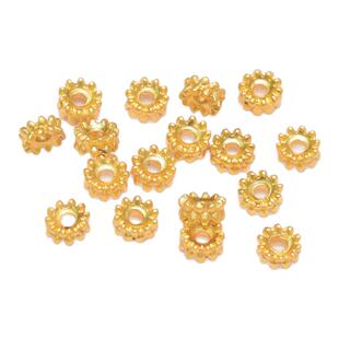 沙金保色金6mm莲花花托手串隔珠花帽配饰diy手链项链串珠配件隔片