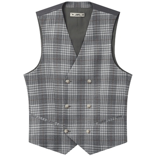 JDV男装商场同款春秋季新款灰色格纹男士西装马甲正装SFV5004