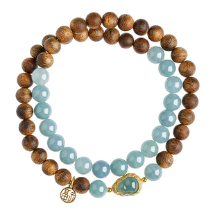 普陀山沉香手串天然真品翡翠葫芦双圈手链女木质文玩饰品送人礼物