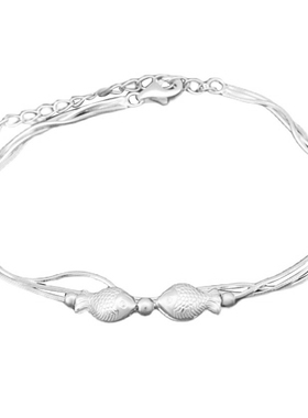 韩版蛇骨链刻字接吻鱼情人节礼物