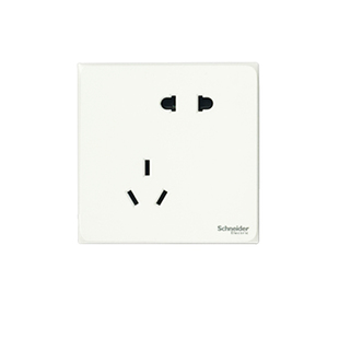 施耐德开关插座皓呈奶油白五孔插座带开关86型家用墙壁开关面板