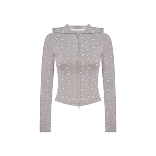 Kroche 26ss 慵懒休闲 莱赛尔玫瑰印花 连帽双拉头拉链卫衣外套