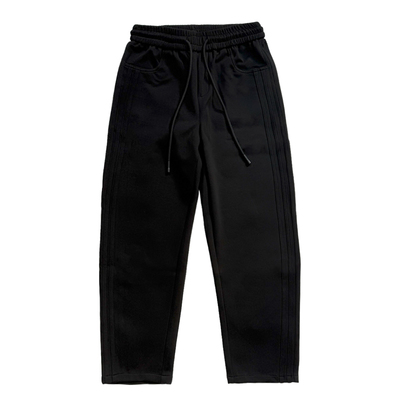 加绒加厚弯刀卫裤男条纹运动裤子