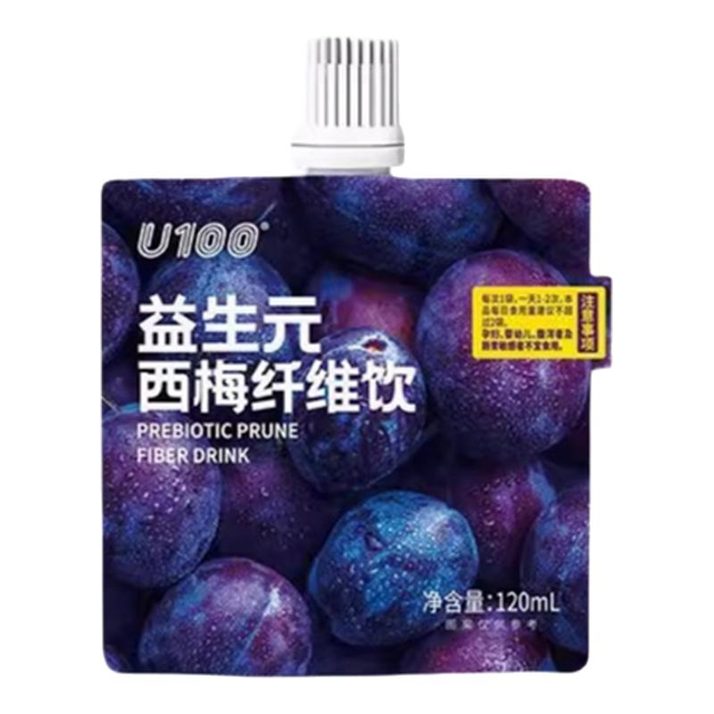 U100益生元西梅纤维饮120ml高膳食纤维浓缩西梅果蔬汁商超同款