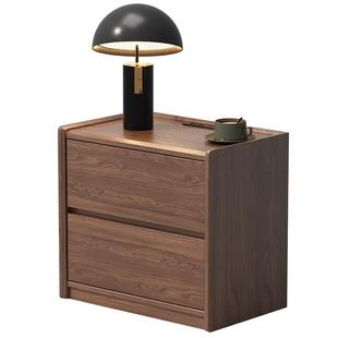 纯实木床头柜家用卧室带锁小柜子2025爆款带插座小型床边收纳柜子