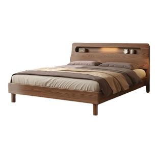 床实木床简约现代1米8米双人床原木风1.5米出租房用橡木单人床架