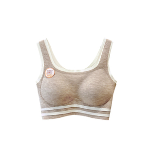 安芝娜一轻松羊绒蚕丝保暖内衣女聚拢美背文胸一体背心带胸垫1582