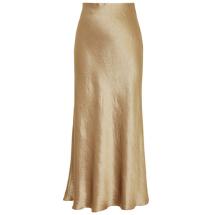 夏莫卡100%醋酸半身裙光感缎面裙子女鎏光垂感斜裁包臀鱼尾裙7700