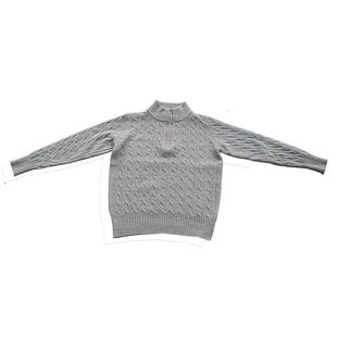 鄂尔多斯市半拉链羊绒衫立领毛衣女麻花纹宽松针织衫秋冬加厚打底