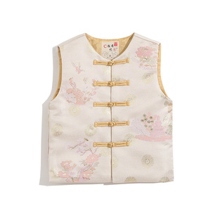 2026新年衣服高端新中式女童唐装马甲中国风秋冬小女孩坎肩夹棉