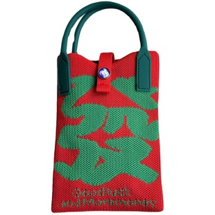 新年发财针织手提包迷你手机包斜挎百搭大容量红色喜庆单肩小方包