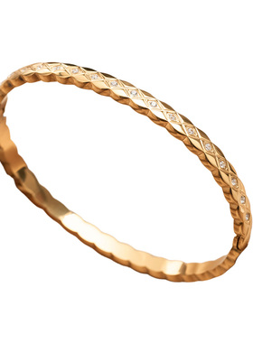 轻奢贵气细版菱格纹镶钻手镯