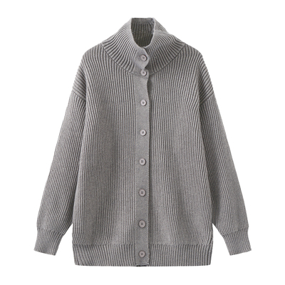 CUBIC坑条纹休闲针织开衫