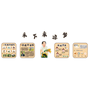 禾下乘凉梦幼儿园主题成品装饰一粒米的故事食育教室环创墙贴文化