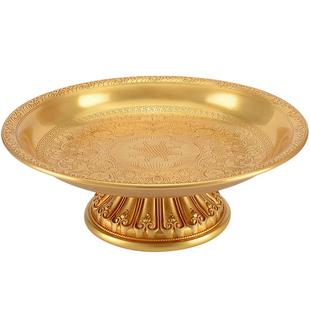 欧斯特 佛前供果盘家用客厅茶几水果盘铜雕花托盘财神爷供果果盘