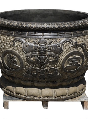 仿古做旧石雕鱼缸场景百搭