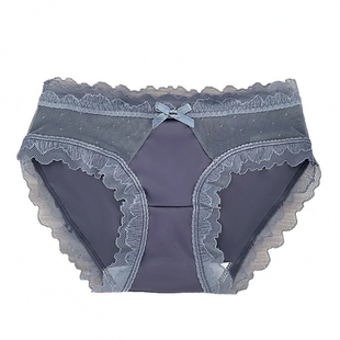 内裤女锦纶纯棉裆纯色轻奢缎面半透蕾丝性感诱惑勾人纯欲大码三角