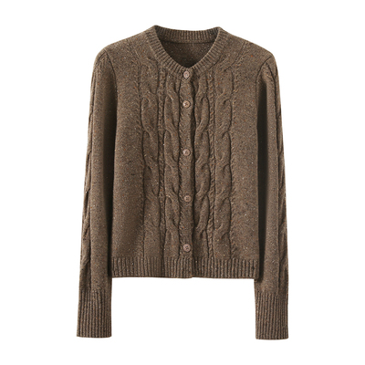 apipedream如一梦 100%羊毛绞花彩点加厚针织开衫外套女/绕星织暖