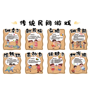 中国古代神话故事绘本幼儿园环创布置民间游戏传统文化墙教室装饰