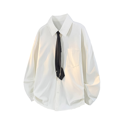 美式高街痞帅领带衬衫男2026春季