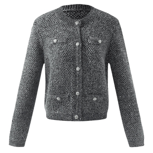 歌莉娅外套女秋季流行穿搭小香风好看花纱针织短款开衫1C9L6J530